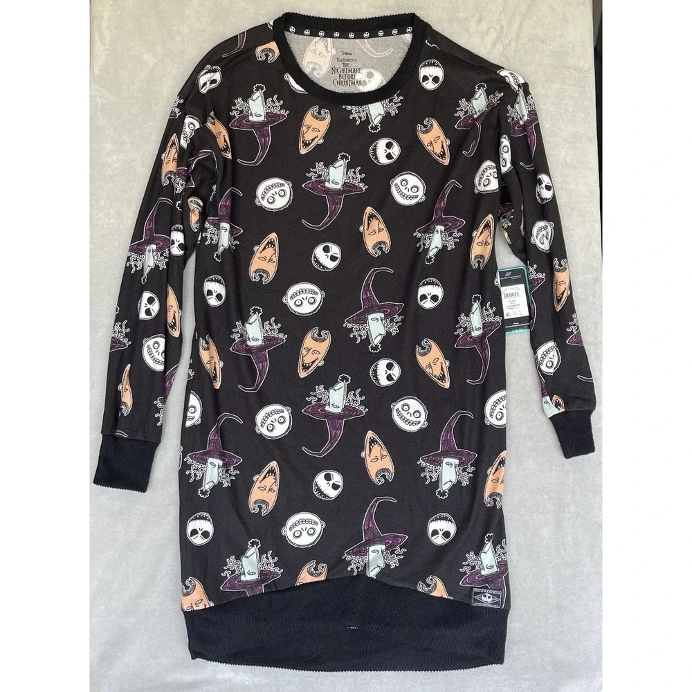 The Nightmare Before Christmas Sleep Shirt Womens XS Jack Skellington Sally - Picture 4 of 11